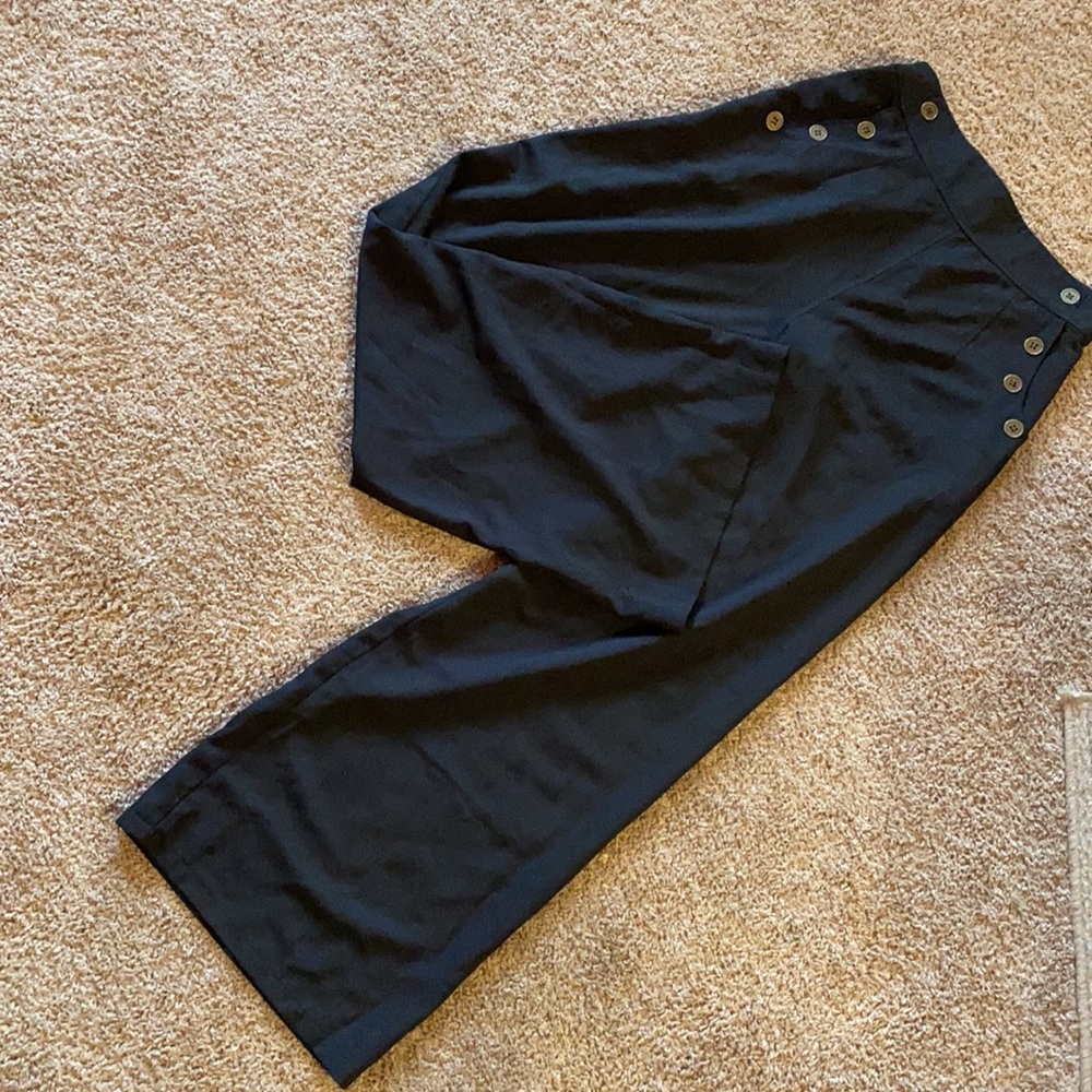 Hot&Delicious Black Flare Pants w/ Pockets&buttons